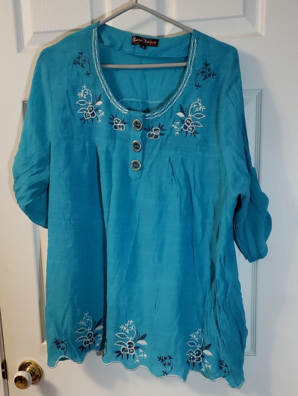 Blue Embroidered Women’s Tunic Top by